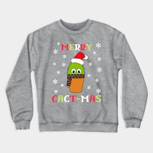 Merry Cact Mas - Cute Cactus With Christmas Scarf Crewneck Sweatshirt